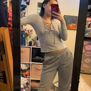 urbanoutfitters grey top NEVERWORN